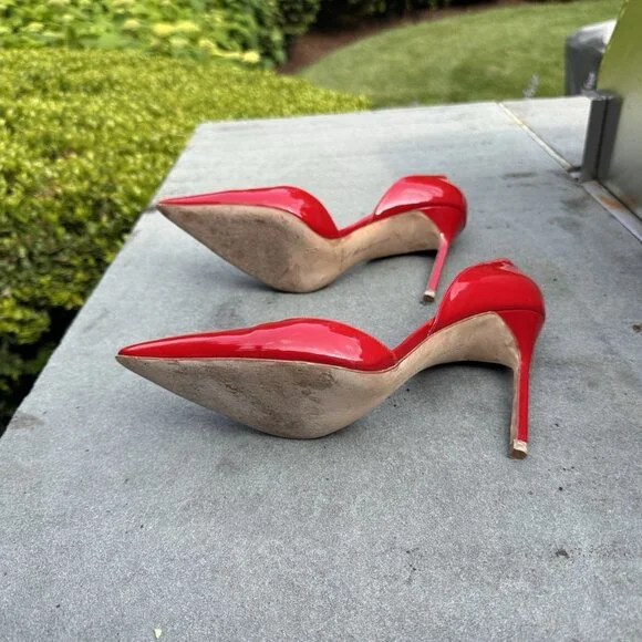 MANOLO BLAHNIK PATENT LEATHER RED D'ORSAY PUMP - Picture 4 of 5